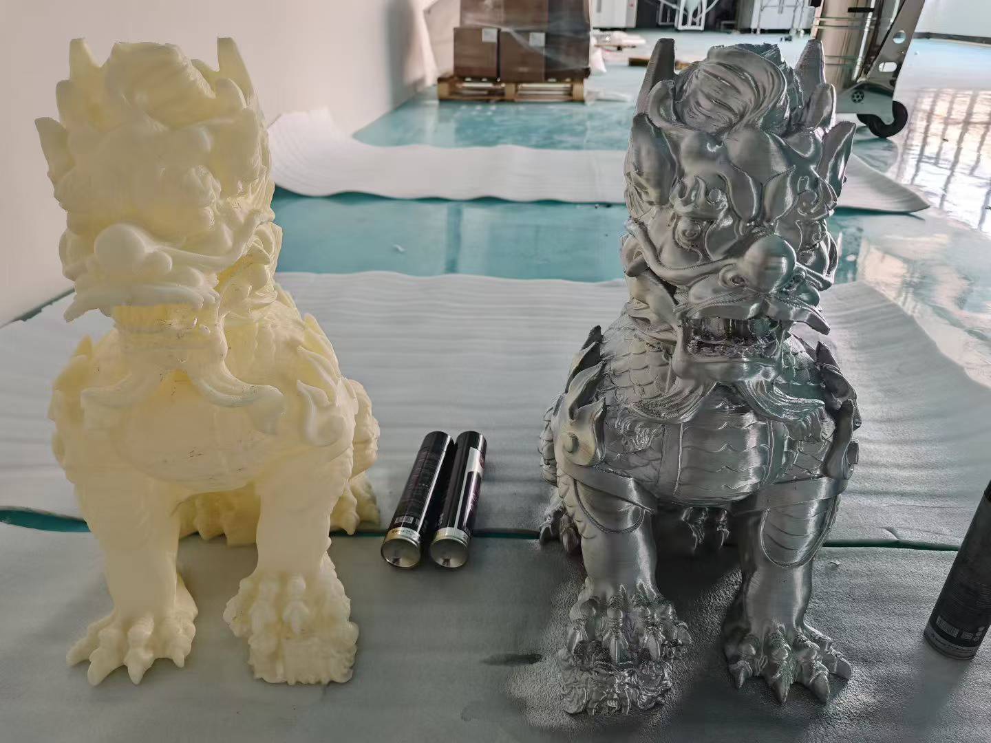 Guardian Lion - Before & After Painting