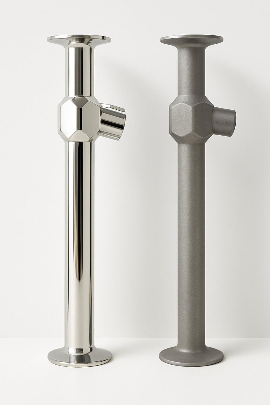 Mirror polish vs sandblasting comparison on metal parts